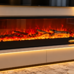 100CM 3IN1 SMART PREMIUM DECORATIVE ELECTRIC FIREPLACE WITH BLUETOOTH SPEAKER AND LED FLAME EFFECT WITH REMOVAL WOOD AND CRYSTAL STONES•••Comes with remote,Can plug to light,power bank or use battery
