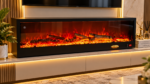 100CM 3IN1 SMART PREMIUM DECORATIVE ELECTRIC FIREPLACE WITH BLUETOOTH SPEAKER AND LED FLAME EFFECT WITH REMOVAL WOOD AND CRYSTAL STONES•••Comes with remote,Can plug to light,power bank or use battery