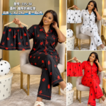 3PC PYJAMAS SET QUALITY SHIRT,SHORT AND TROUSER NIGHT WEAR DSG 6(CODE 335-3)