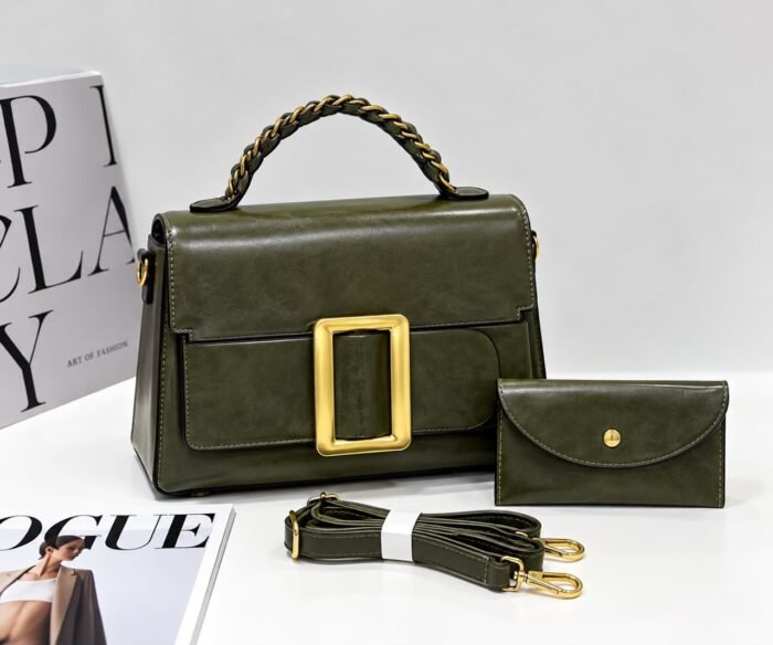 GOLDEN BUCKLE LUXE STRUCTURED HANDBAG WITH MINI PURSE CODE 6001 - Image 4