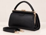 EXECUTIVE LUXURY GOLD FRAME LEATHER AND CROC SKIN HANDBAG CODE 5803/5800(BLACK) - Image 5