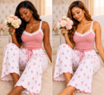 QUALITY 2PC CAMISOLE AND TROUSER NIGHT WEAR/LOUNGE WEAR DESIGN 7(SPANDEX MATERIAL)CODE 24