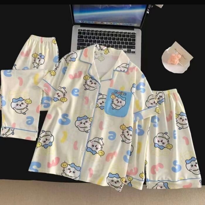 3PC KIDS QUALITY SHIRT SHORT AND TROUSER PYJAMAS SET DSG 9 - Image 5