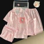 3PC KIDS QUALITY SHIRT SHORT AND TROUSER PYJAMAS SET DSG 9 - Image 4