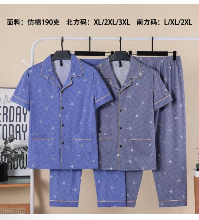 MEN 2PC PYJAMAS SET QUALITY SHIRT AND TROUSER NIGHT WEAR DSG CODE 81001 DSG 13 - Image 2