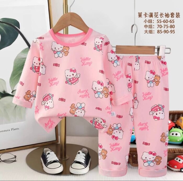 💯 PURE COTTON QUALITY KIDDIES LONG TOP AND TROUSER PYJAMAS 13(Ember 2026) - Image 4