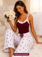 QUALITY 2PC CAMISOLE AND TROUSER NIGHT WEAR/LOUNGE WEAR DESIGN 7(SPANDEX MATERIAL)CODE 24 - Image 3