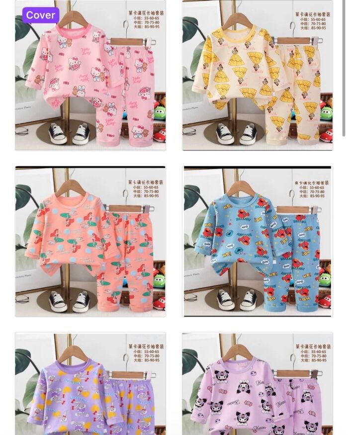 💯 PURE COTTON QUALITY KIDDIES LONG TOP AND TROUSER PYJAMAS 13(Ember 2026) - Image 2
