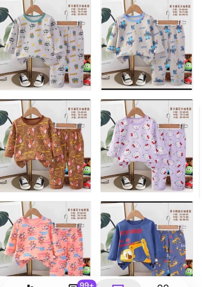 💯 PURE COTTON QUALITY KIDDIES LONG TOP AND TROUSER PYJAMAS 13(Ember 2026) - Image 3