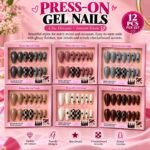 BEAUTIFUL CLASSY FRENCH TIP CHECK BOARD AND STAR DESIGN CAT EYE 👁️ GLITTERING PRESS ON NAIL(We have beautiful colors,we will pick randomly)