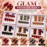 BEAUTIFUL CLASSY METALLIC FRENCH TIP CAT EYE 👁️ GLITTERING PRESS ON NAIL(We have beautiful colors,we will pick randomly)•••Comes in jewelry box case,So you can use the case to keep your jewelry